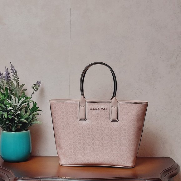 NWT MICHAEL KORS JODIE SMALL LOGO JACQUARD TOTE (POWDER BLUSH) - Picture 4 of 13